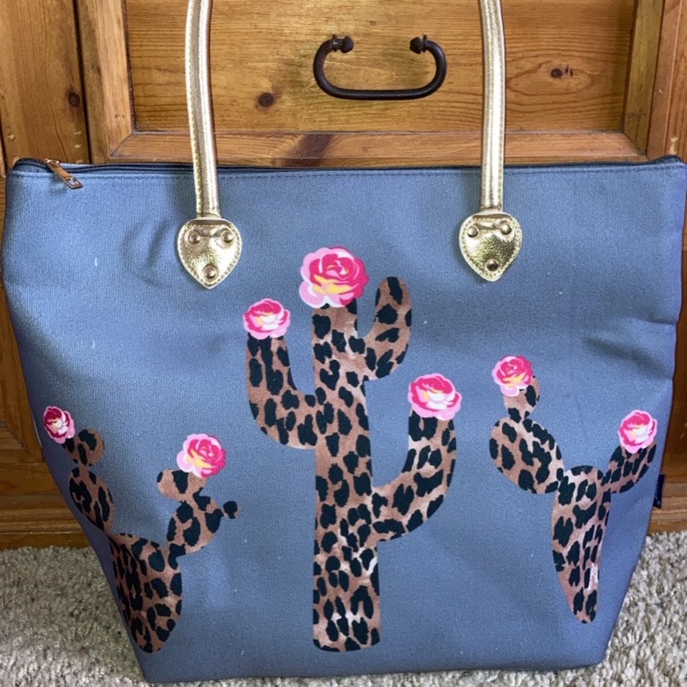 Leopard cactus tote